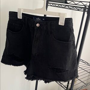 Black Distressed Denim Shorts